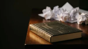 Professional editorial photograph depicting the conceptual contrast between high-value technical content and mass-produced generic material