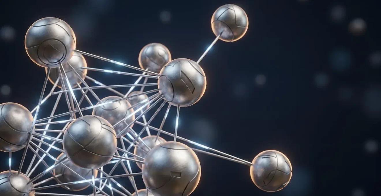 Abstract visualization of decentralized network architecture with distributed nodes ensuring financial system resilience