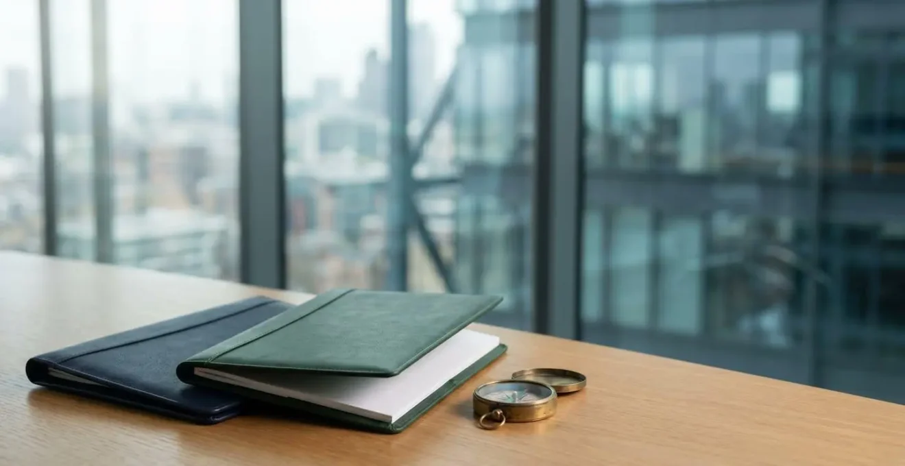 Professional boardroom setting with governance documents and strategic planning materials for ESG regulatory compliance in the United Kingdom