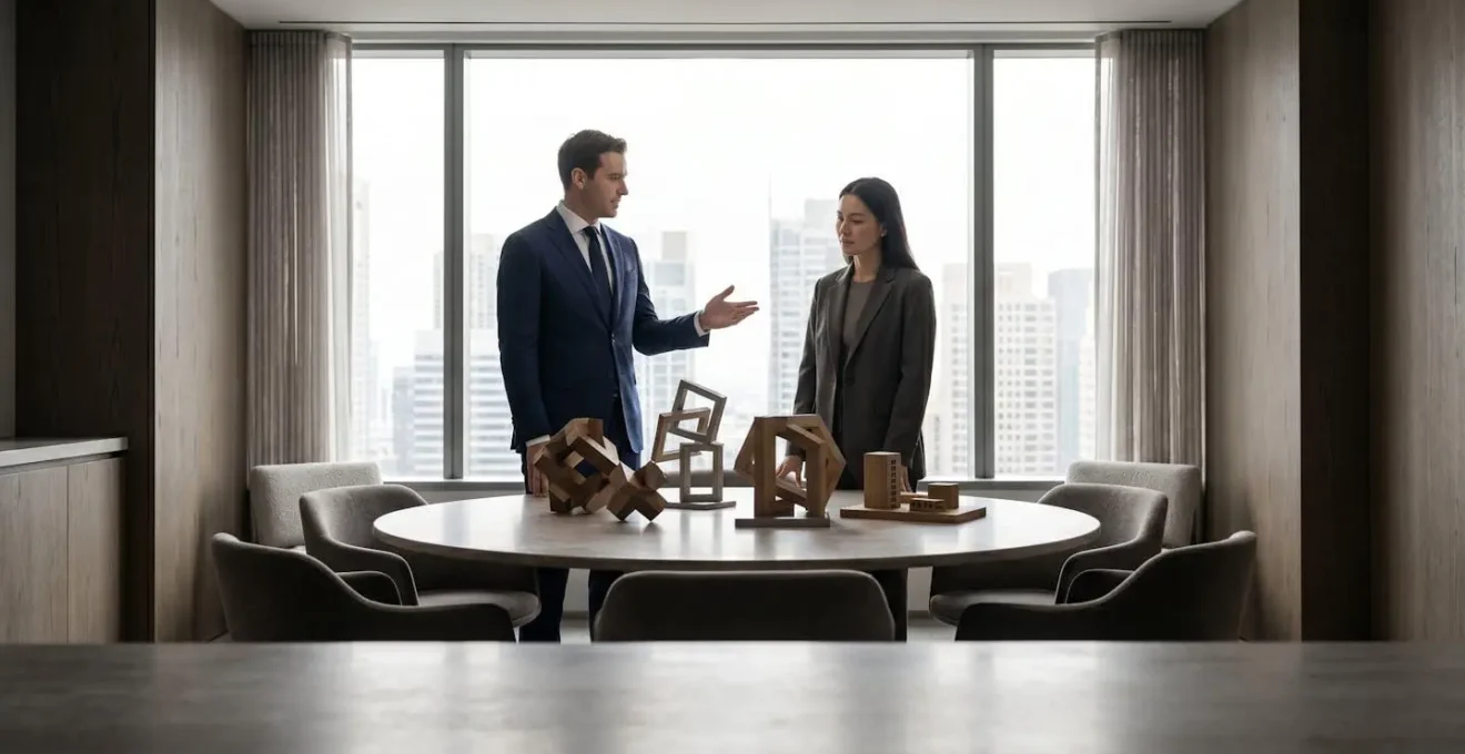 Strategic wealth management consultation capturing entrepreneurial transition moment